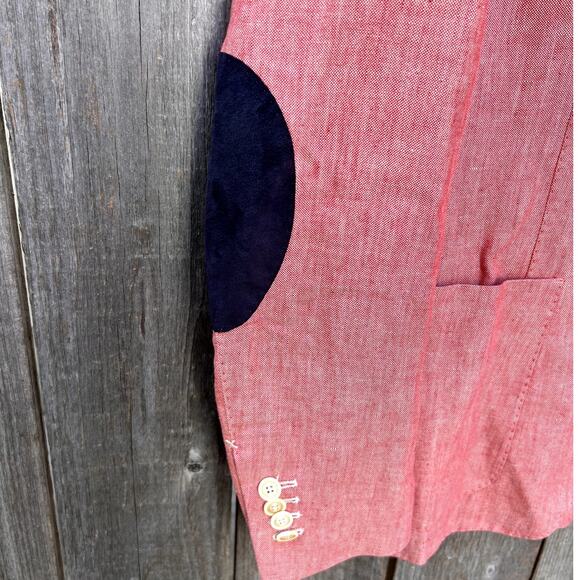 Alessandro Tellini x Geremia | Men's Italian Linen Wool Blazer Red Sz US Large - Picture 4 of 9